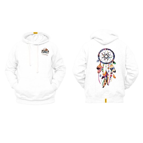 Ligosta Cowboy, Gemstone Dreamcatcher Collection Hoodie, Unisex Hoodie Featuring Colorful Feather and Bead Design, Tribal Vibe Apparel 042 - Image 3