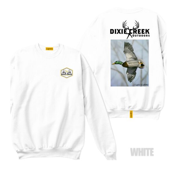 Ligosta Dixie Creek, Outdoor Wildlife Collection Sweatshirt, Unisex Sweatshirt Featuring Flying Mallard Duck Design, Birdwatching Fans 009 - Image 3
