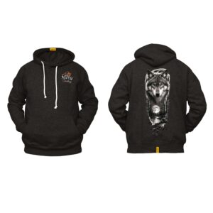 Ligosta Cowboy, Heritage Collection Hoodie, Unisex Hoodie Featuring Wolf’s Face With A Forest And A Full Moon Design 094