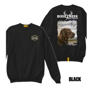 Ligosta Dixie Creek, Wildlife Collection Sweatshirt, Unisex Sweatshirt Featuring Chocolate Lab Design, Perfect For Waterfowl Hunters 028