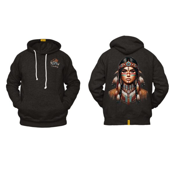 Ligosta Cowboy, Heritage Collection Hoodie, Unisex Hoodie Featuring Tribal Woman Portrait, Perfect For Bold And Artistic Souls 088
