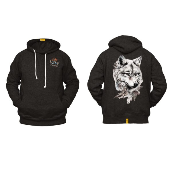 Ligosta Cowboy, Wild Spirit Collection Hoodie, Unisex Hoodie Featuring Majestic Wolf Portrait with Foliage, Perfect For Wilderness Lovers