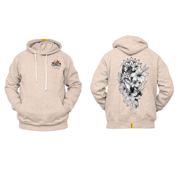 Ligosta Cowboy, Wolf Bloom Collection Hoodie, Unisex Hoodie Featuring Wolf and Hibiscus Design, Perfect For Nature and Wild Spirit Lovers - Image 5