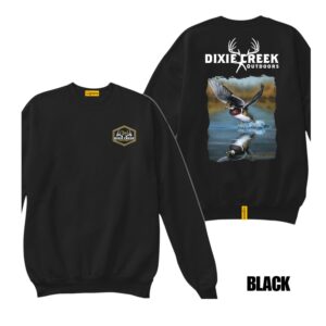 Ligosta Dixie Creek, Wildlife Collection Sweatshirt, Unisex Sweatshirt Featuring Flying Wood Duck Design, Waterfowl Enthusiasts