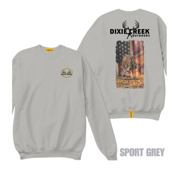 Ligosta Dixie Creek, Wildlife Collection Sweatshirt, Unisex Sweatshirt Featuring Deer With American Flag, Perfect For Patriotic Hunters 027 - Image 5