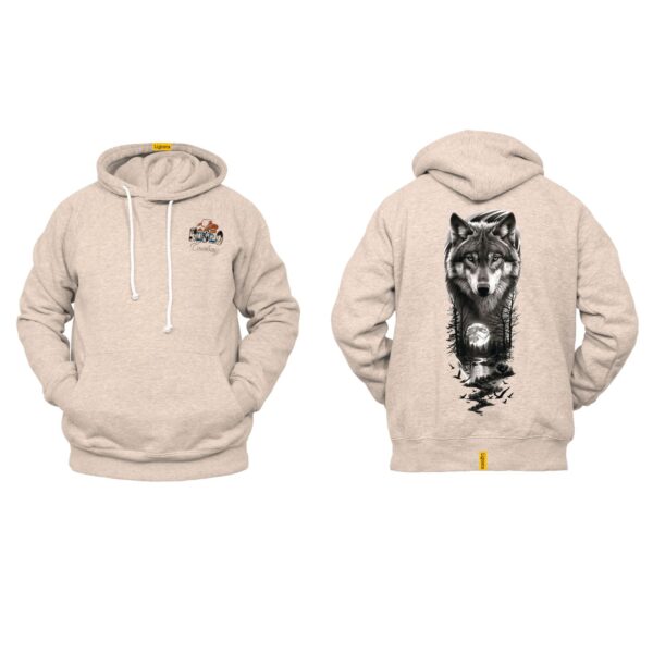 Ligosta Cowboy, Heritage Collection Hoodie, Unisex Hoodie Featuring Wolf's Face With A Forest And A Full Moon Design 094 - Image 5
