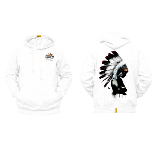 Ligosta Cowboy, Tribal Spirit Collection Hoodie, Unisex Hoodie Featuring Native American Headdress Art, Perfect For Boho Style Lovers 097 - Image 3