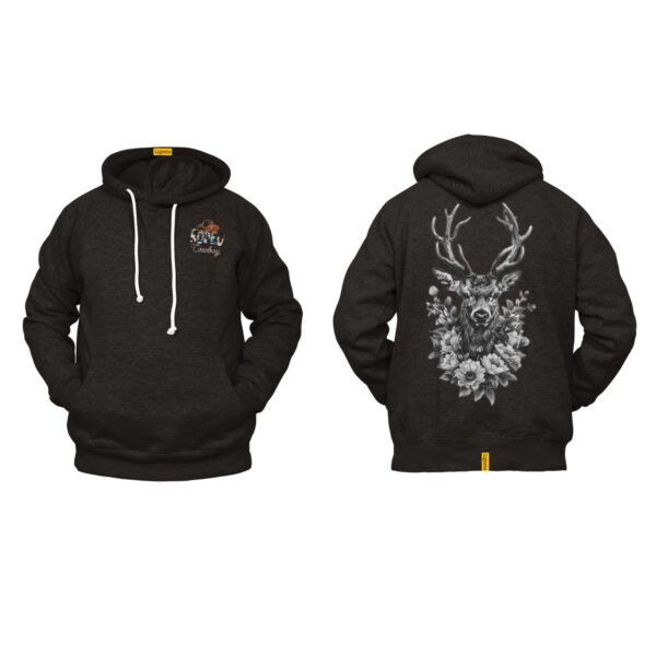 Ligosta Cowboy, Woodland Majesty Collection Hoodie, Unisex Hoodie Featuring Regal Deer and Floral Design 072