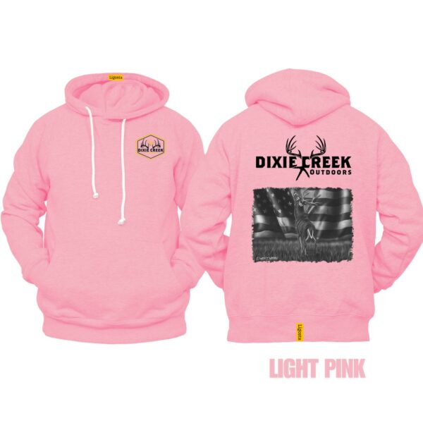 Ligosta Dixie Creek, Outdoor Wildlife Collection Hoodie, Unisex Hoodie Featuring Deer Flag Design, Perfect For Outdoor Patriots 004 - Image 4