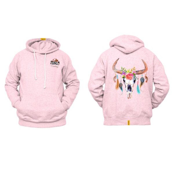 Ligosta Cowboy, Floral Spirit Collection Hoodie, Unisex Hoodie Featuring Bull Skull with Floral and Feather Accents 065 - Image 4