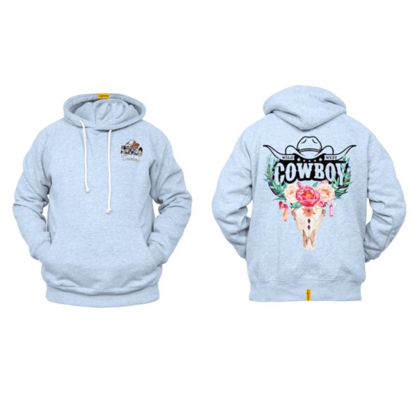 Ligosta Cowboy, Wild West Collection Hoodie, Unisex Hoodie with Floral Bull Skull Art, Perfect for a Bold Western Aesthetic 046 - Image 6