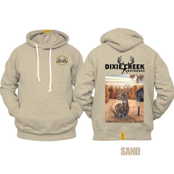 Ligosta Dixie Creek, Outdoor Wildlife Collection Hoodie, Unisex Hoodie Featuring Deer Farmhouse Scene Design, Rural Lifestyle Fans 003 - Image 6
