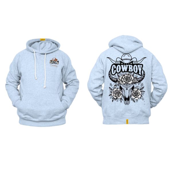 Ligosta Cowboy, Wild West Collection Hoodie, Unisex Hoodie Featuring Bold Bull Skull and Floral Art, Perfect for Western Style Lovers 045 - Image 6