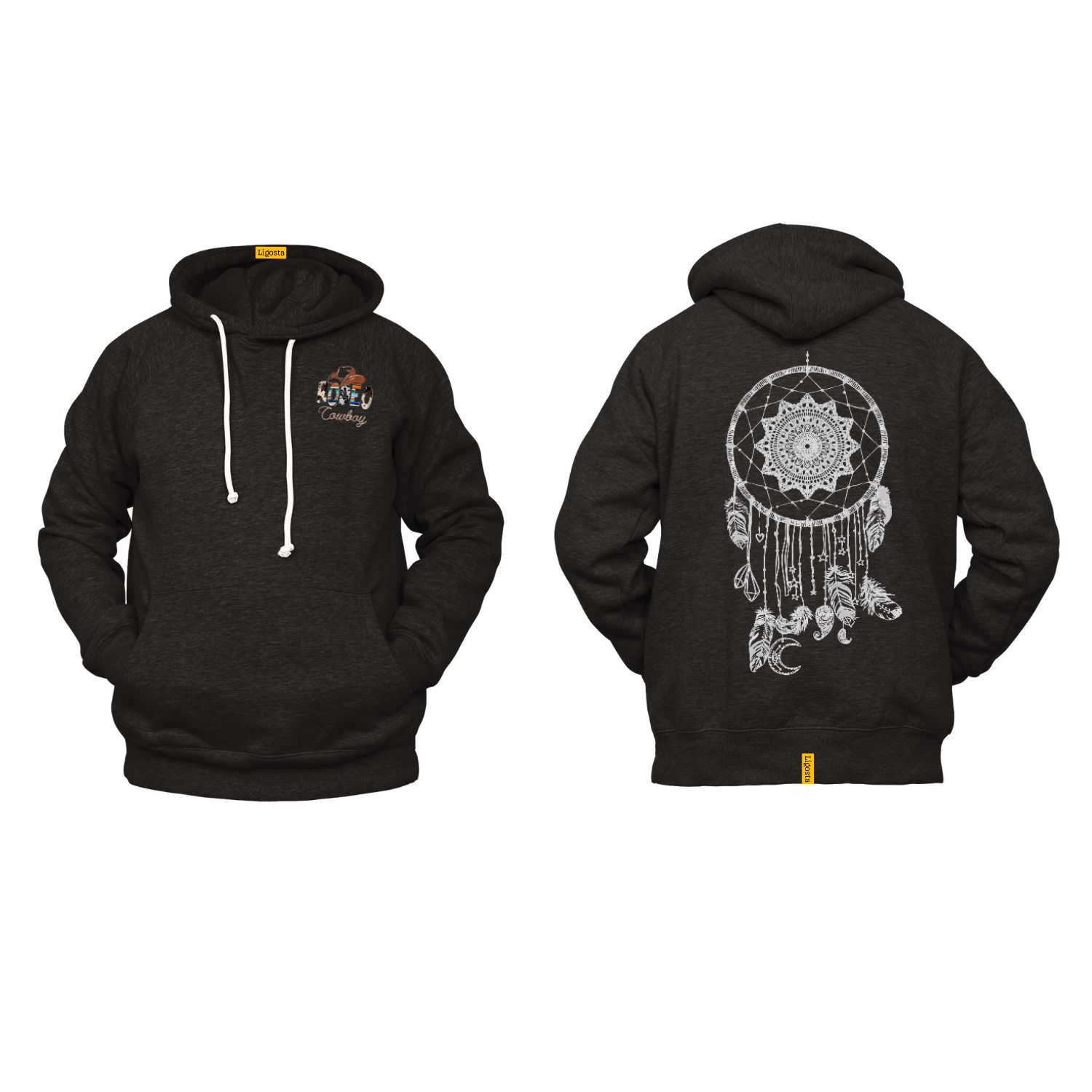 Ligosta Cowboy, Celestial Dream Collection Hoodie, Unisex Hoodie With Moon And Dreamcatcher Design, Perfect For Boho Lovers 026