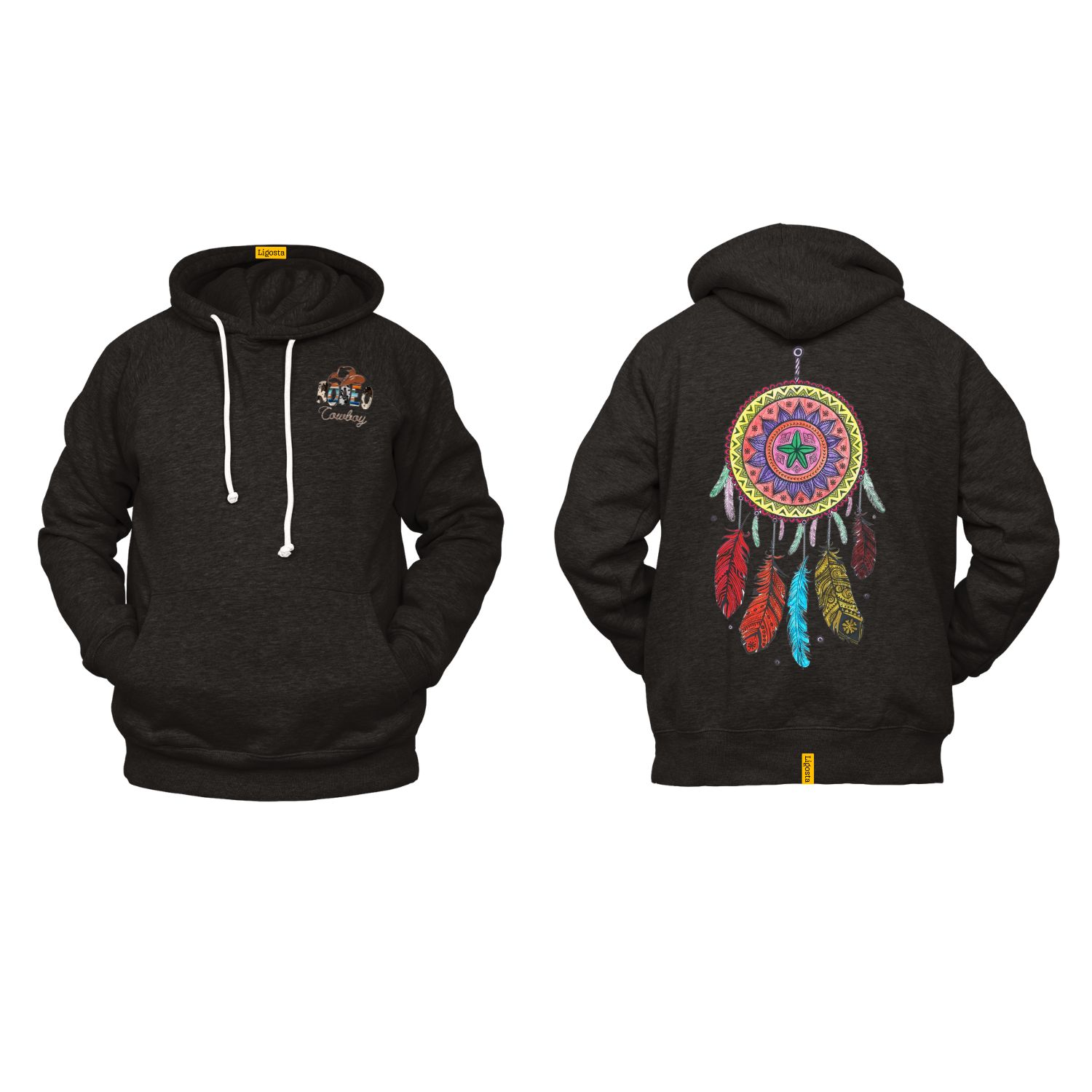 Ligosta Cowboy, Tribal Star Dreamcatcher Collection Hoodie, Unisex Hoodie With Colorful Dreamcatcher Design, Perfect For Boho Lovers 016