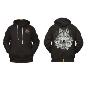 Ligosta Cowboy, Alpha Bloom Collection Hoodie, Unisex Hoodie Featuring Wolf and Floral Design, Perfect For Nature and Wild Spirit Lovers 70