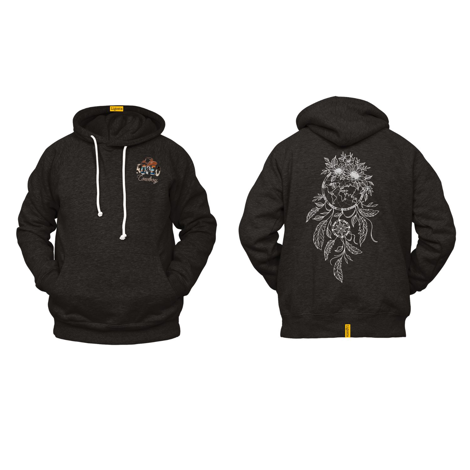 Ligosta Cowboy, Earthbound Dream Collection Hoodie, Unisex Hoodie With Earthy Dreamcatcher Design, Perfect For Nature Lovers 023