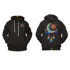 Ligosta Cowboy, Moon Dream Collection Hoodie, Unisex Hoodie With Colorful Moon And Feather Design, Perfect For Boho Lovers 009