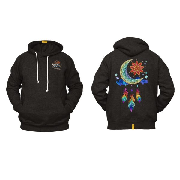 Ligosta Cowboy, Moon Dream Collection Hoodie, Unisex Hoodie With Colorful Moon And Feather Design, Perfect For Boho Lovers 009