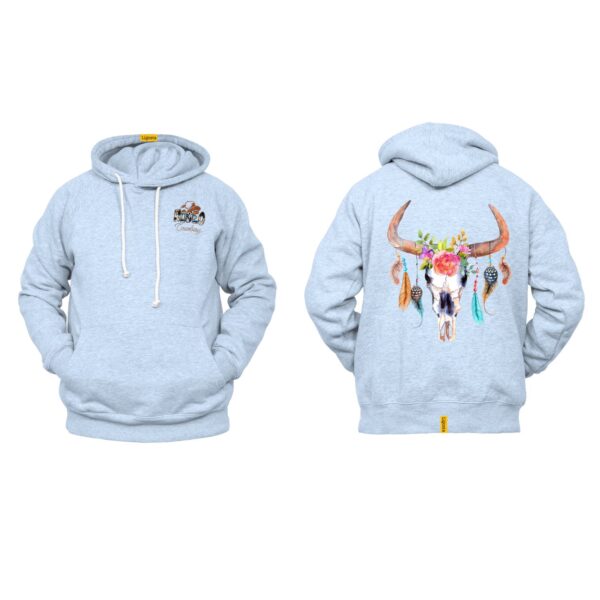 Ligosta Cowboy, Floral Spirit Collection Hoodie, Unisex Hoodie Featuring Bull Skull with Floral and Feather Accents 065 - Image 6