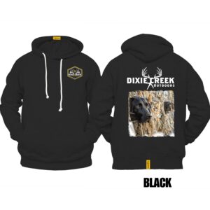 Ligosta Dixie Creek, Wildlife Collection Hoodie, Unisex Hoodie Featuring Black Lab Hunting Dog Design, Perfect For Outdoor Enthusiasts 017