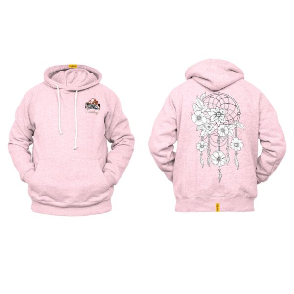 Ligosta Cowboy, Floral Spirit Collection Hoodie, Unisex Hoodie With Monochrome Dreamcatcher And Flower Design, Perfect For Boho Lovers 020 - Image 4