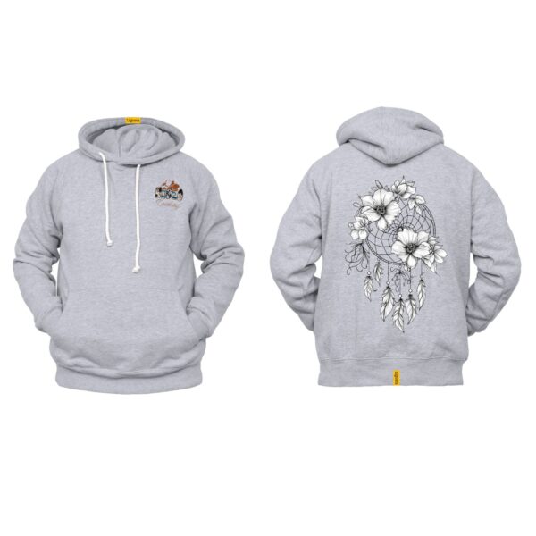 Ligosta Cowboy, Monochrome Bloom Collection Hoodie, Unisex Hoodie With Elegant Floral Dreamcatcher Design, Perfect For Boho Lovers 018 - Image 2