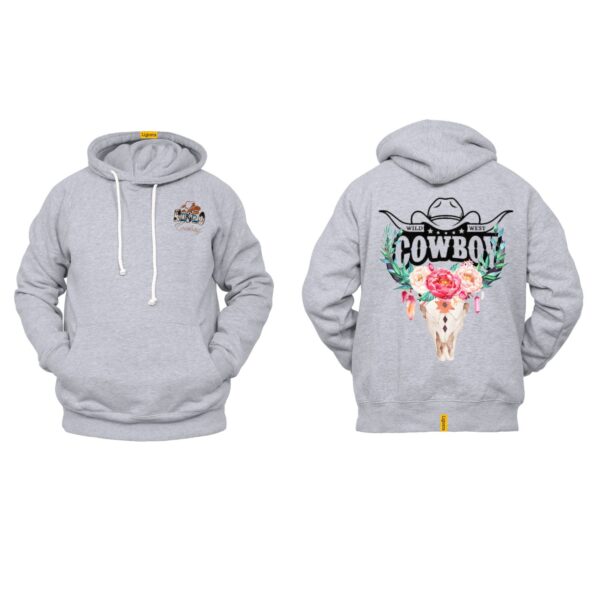 Ligosta Cowboy, Wild West Collection Hoodie, Unisex Hoodie with Floral Bull Skull Art, Perfect for a Bold Western Aesthetic 046 - Image 2