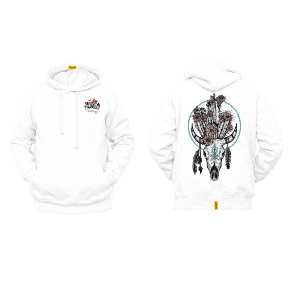 Ligosta Cowboy, Desert Skull Collection Hoodie, Unisex Hoodie Featuring Bull Skull with Cactus and Flowers Design, Southwest-Inspired Style - Image 3