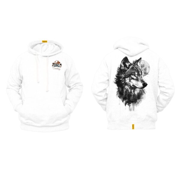 Ligosta Cowboy, Wild Moon Collection Hoodie, Unisex Hoodie Featuring Wolf And Full Moon Art, Perfect For Nightlife And Nature Lovers 081 - Image 3