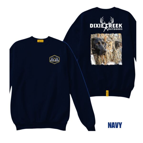 Ligosta Dixie Creek, Wildlife Collection Sweatshirt, Unisex Sweatshirt Featuring Black Lab Hunting Dog Design, Outdoor Enthusiasts 017 - Image 2