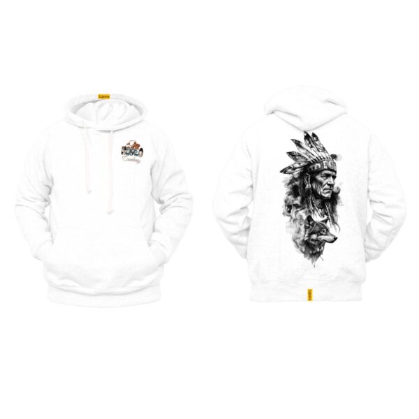 Ligosta Cowboy, Heritage Collection Hoodie, Unisex Hoodie Featuring Chief With Wolf Companion, Perfect For Culture Enthusiasts 091 - Image 3