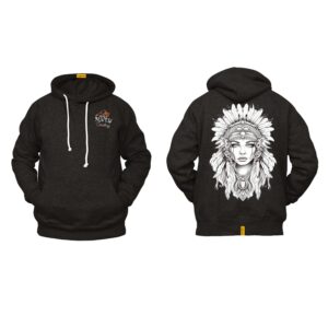 Ligosta Cowboy, Monochrome Spirit Collection Hoodie, Unisex Hoodie Featuring Elegant Native American Woman Design, Tribal Style 067