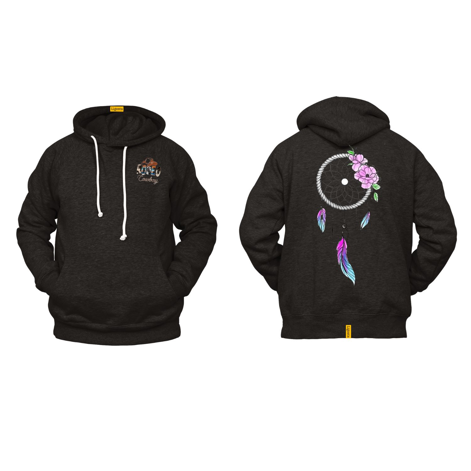 Ligosta Cowboy, Floral Dreamcatcher Collection Hoodie, Unisex Hoodie With Delicate Dreamcatcher Design, Perfect For Boho Lovers 014