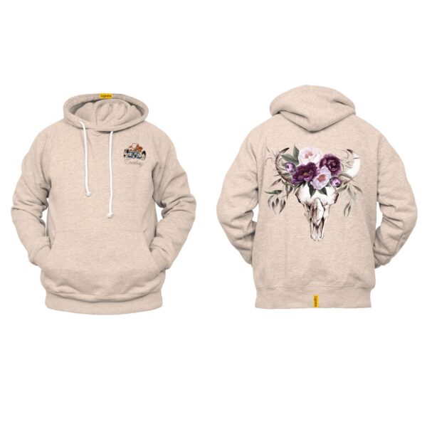 Ligosta Cowboy Collection Hoodie, Unisex Hoodie featuring a Floral Longhorn Skull Design, Style 060 - Image 5