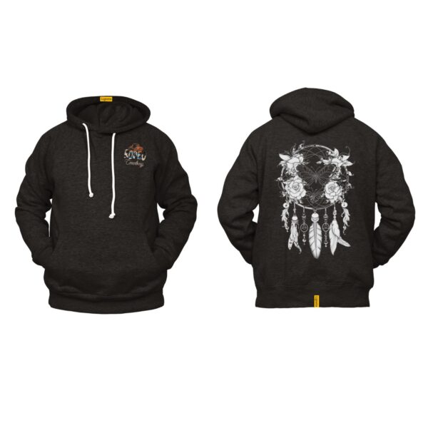 Ligosta Cowboy, Enchanted Wings Collection Hoodie, Unisex Hoodie With Floral Dreamcatcher And Butterfly Design, Perfect For Boho Lovers 036