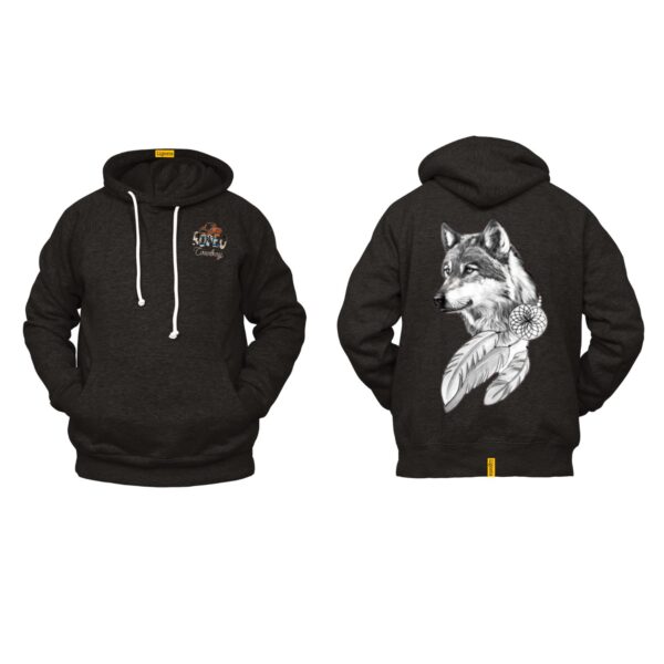 Ligosta Cowboy, Dream Wolf Collection Hoodie, Unisex Hoodie Featuring Wolf Portrait with Dreamcatcher, Perfect For Nature Enthusiasts 078