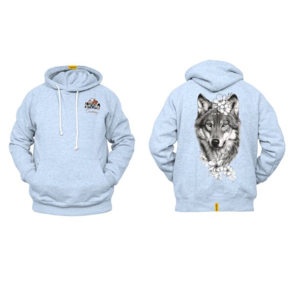 Ligosta Cowboy, Wild Spirit Collection Hoodie, Unisex Hoodie Featuring Regal Wolf and Floral Accents, Perfect For Nature Enthusiasts 076 - Image 6