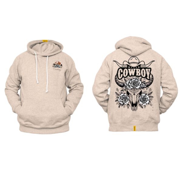 Ligosta Cowboy, Wild West Collection Hoodie, Unisex Hoodie Featuring Bold Bull Skull and Floral Art, Perfect for Western Style Lovers 045 - Image 5