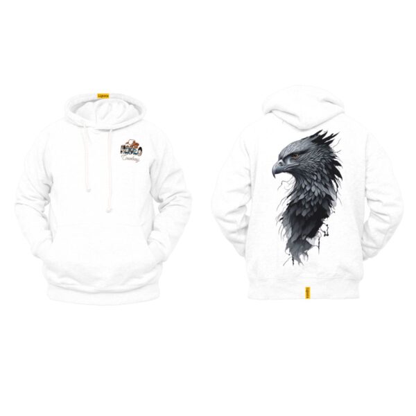 Ligosta Cowboy, Majestic Eagle Collection Hoodie, Unisex Hoodie Featuring Dark Feathered Eagle Design, Symbol of Freedom and Power 054 - Image 3
