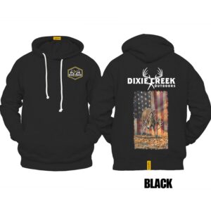 Ligosta Dixie Creek, Wildlife Collection Hoodie, Unisex Hoodie Featuring Deer With American Flag, Perfect For Patriotic Hunters 027