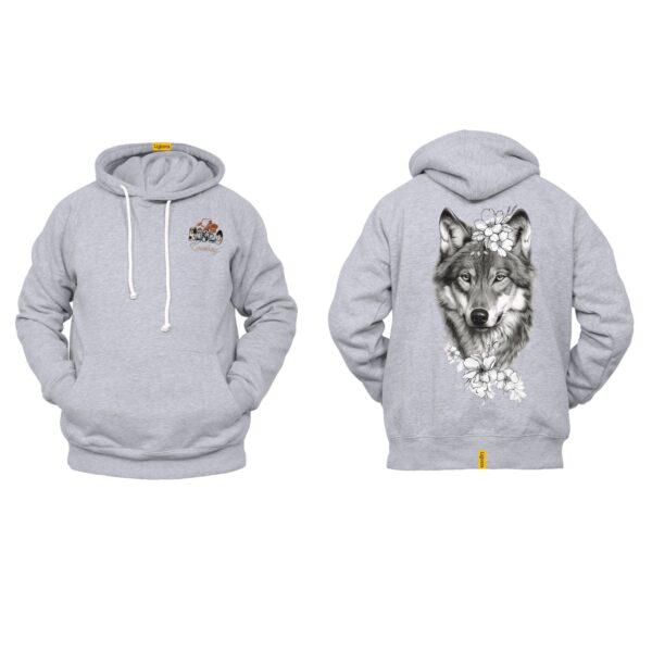 Ligosta Cowboy, Wild Spirit Collection Hoodie, Unisex Hoodie Featuring Regal Wolf and Floral Accents, Perfect For Nature Enthusiasts 076 - Image 2