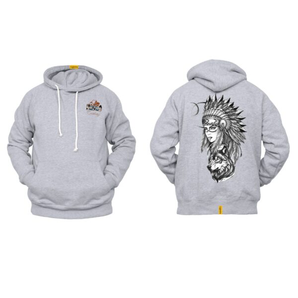 Ligosta Cowboy, Tribal Spirit Collection Hoodie, Unisex Hoodie Featuring Wolf and Tribal Woman Art, Free Spirits And Nature Lovers 085 - Image 2