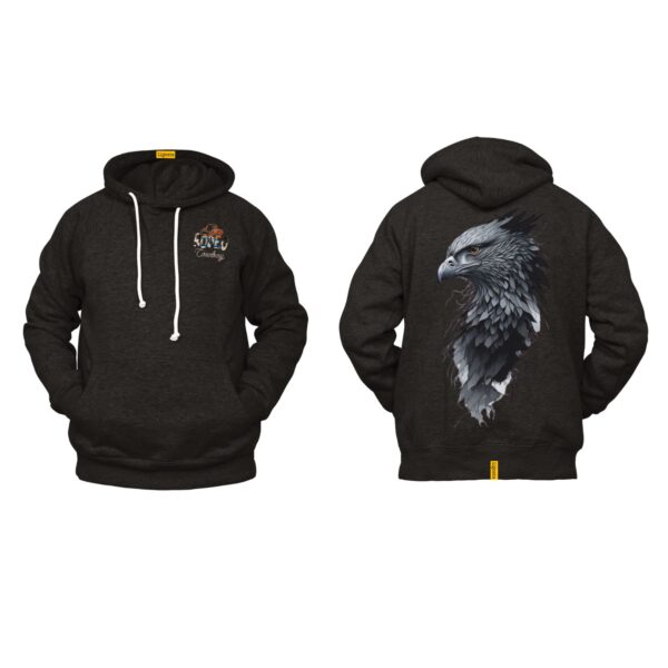 Ligosta Cowboy, Majestic Eagle Collection Hoodie, Unisex Hoodie Featuring Dark Feathered Eagle Design, Symbol of Freedom and Power 054
