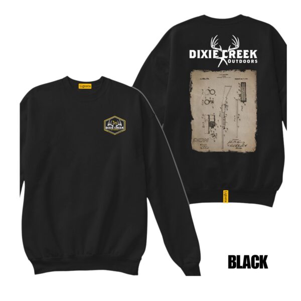 Ligosta Dixie Creek, Wildlife Collection Sweatshirt, Unisex Sweatshirt Featuring Vintage Rifle Patent, Perfect For Gun Enthusiasts 020