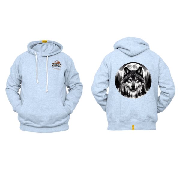 Ligosta Cowboy, Heritage Collection Hoodie, Unisex Hoodie Featuring Wolf's Face Surounded By A Forest And A Full Moon Design 096 - Image 6