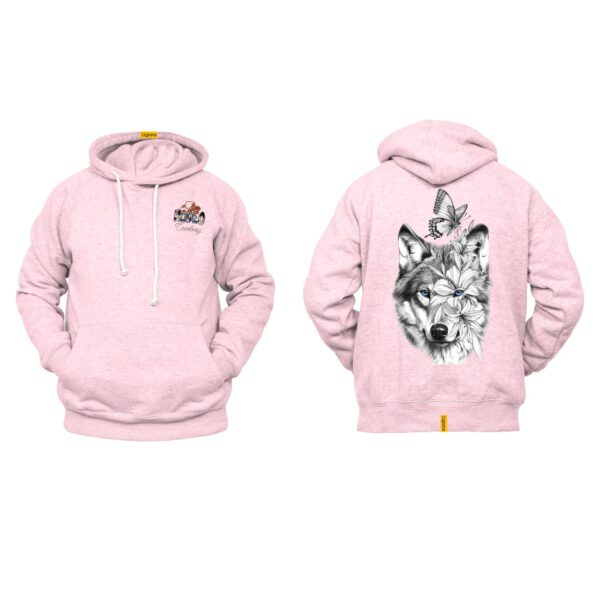Ligosta Cowboy, Wild Harmony Collection Hoodie, Unisex Hoodie Featuring Wolf with Floral and Butterfly Design, Nature and Art Lovers 074 - Image 4