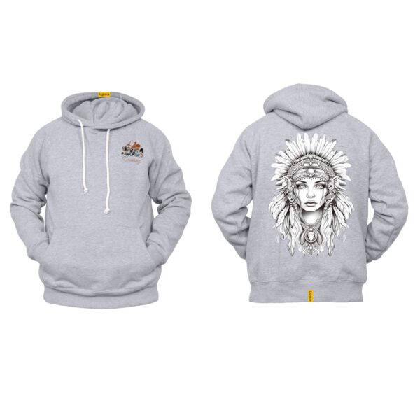 Ligosta Cowboy, Monochrome Spirit Collection Hoodie, Unisex Hoodie Featuring Elegant Native American Woman Design, Tribal Style 067 - Image 2