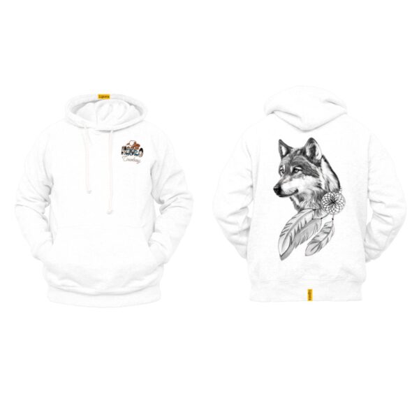 Ligosta Cowboy, Dream Wolf Collection Hoodie, Unisex Hoodie Featuring Wolf Portrait with Dreamcatcher, Perfect For Nature Enthusiasts 078 - Image 3