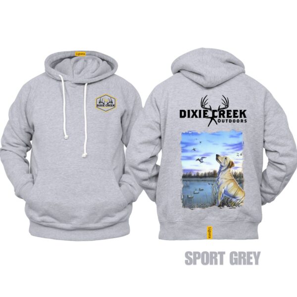 Ligosta Dixie Creek, Outdoor Wildlife Collection Hoodie, Unisex Hoodie Featuring Labrador Duck Hunting Scene, Perfect For Waterfowl Lovers 8 - Image 5